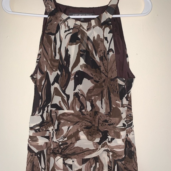 Jones Wear Dress brown & cream floral size 10 - Picture 2 of 8